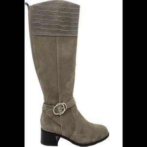 Marc Fisher Wide Calf Leather Tall Shaft Boots Hailin Taupe Suede - Medium